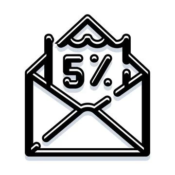 Mail envelope with 5 percent discount offer Stock Illustration