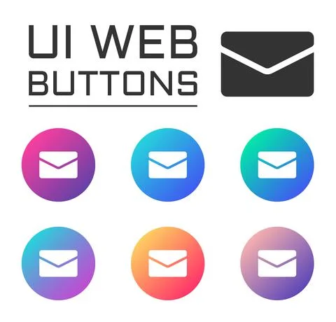 Mail envelope account ui web button Stock Illustration