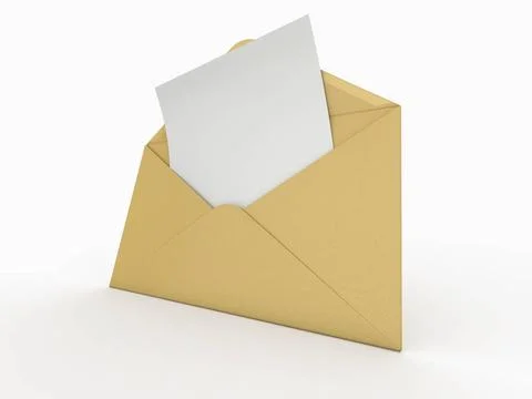 Mail. Envelope and empty letter on white background. 3d Mail. Envelope and... Stock-Fotos