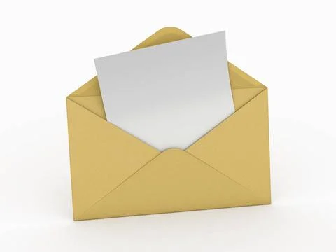 Mail. Envelope and empty letter on white background. 3d Mail. Envelope and... Stock-Fotos