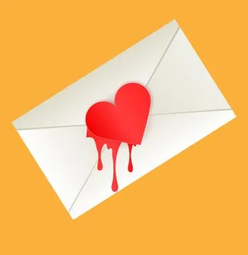 Mail envelope bleeding heart on an orange background. Vector illustration. Stock Illustration