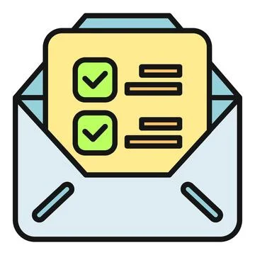 Mail envelope with completed checklist form inside Stock Illustration