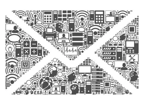Mail Envelope Composition Icon for BigData and Computing Ilustração Stock