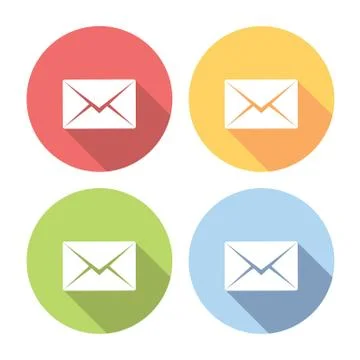 Mail Envelope Flat Icons Set Stock Illustration