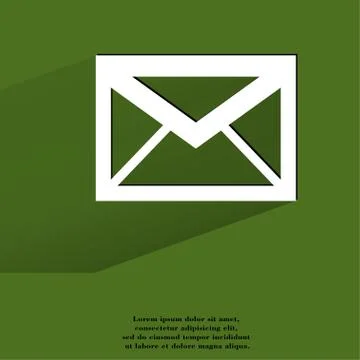 Mail. envelope. Flat modern web button with long shadow and space for your text. Stock Illustration