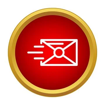 Mail envelope flying fast in red circle icon イラスト素材