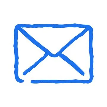 A mail envelope, a hand drawn vector illustration. Whimsical doodle communica Stock Illustration