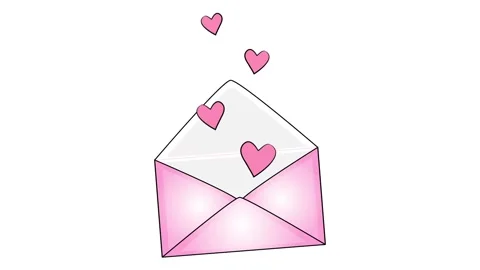 Mail envelope with hearts. cartoon fnimation. Stock Footage 129809581