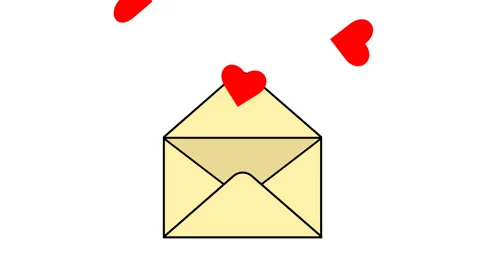 Mail envelope with hearts Stock Footage 148047577