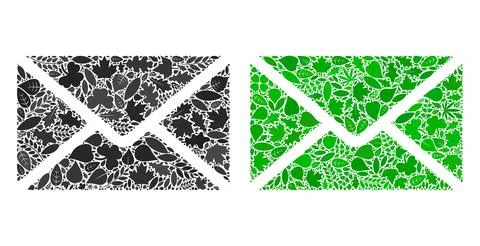 Mail Envelope Icon Botany Composition of Floral Elements Stock Illustration