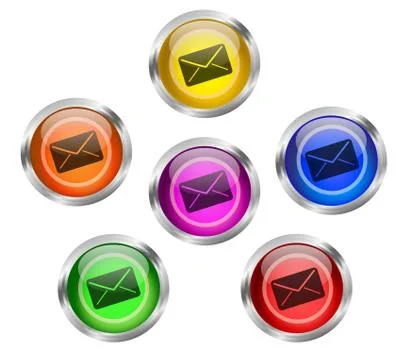 Mail envelope icon button Stock Illustration