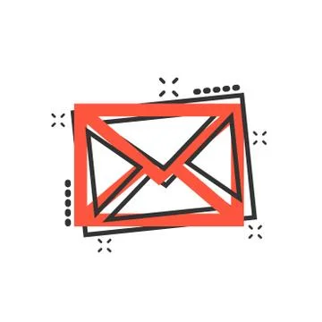 Mail envelope icon in comic style. Email message vector cartoon illustration Stock Illustration