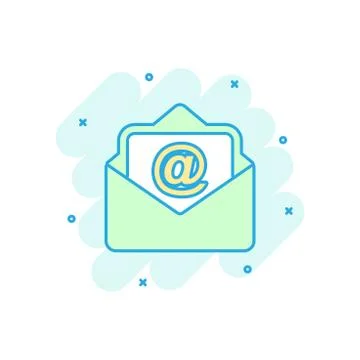 Mail envelope icon in comic style. Email message vector cartoon illustration  Illustrazione stock