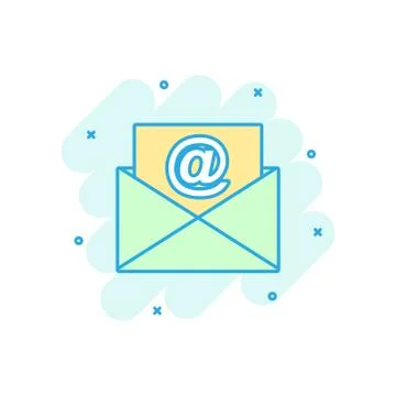 Mail envelope icon in comic style. Email message vector cartoon illustration  Illustrazione stock