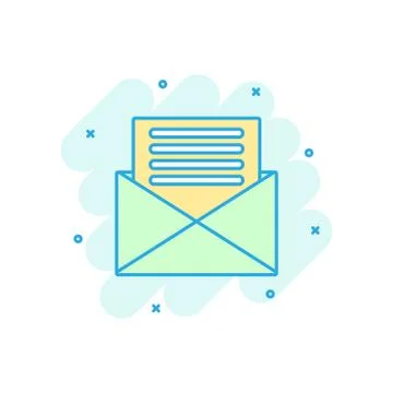 Mail envelope icon in comic style. Email message vector cartoon illustration  Stock-Illustration