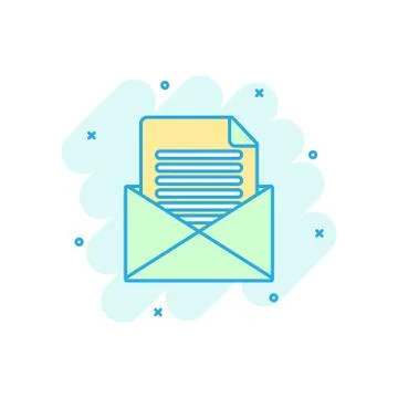 Mail envelope icon in comic style. Email message vector cartoon illustration  Stock-Illustration