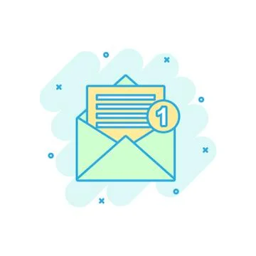 Mail envelope icon in comic style. Email message vector cartoon illustration  Illustrazione stock