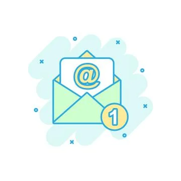 Mail envelope icon in comic style. Email message vector cartoon illustration  Stock Illustration