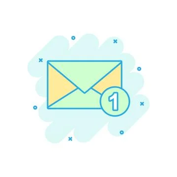 Mail envelope icon in comic style. Email message vector cartoon illustration  Stock Illustration