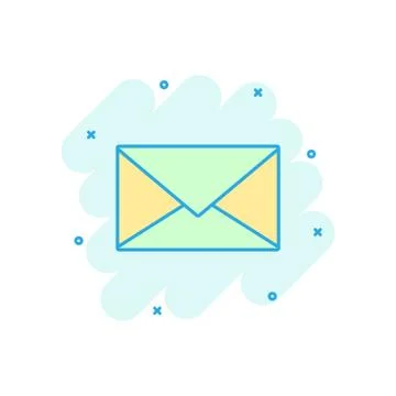 Mail envelope icon in comic style. Email message vector cartoon illustration  Illustrazione stock