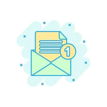 Mail envelope icon in comic style. Email message vector cartoon illustration  Illustrazione stock