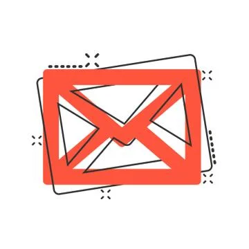 Mail envelope icon in comic style. Email message vector cartoon illustration  Stock Illustration