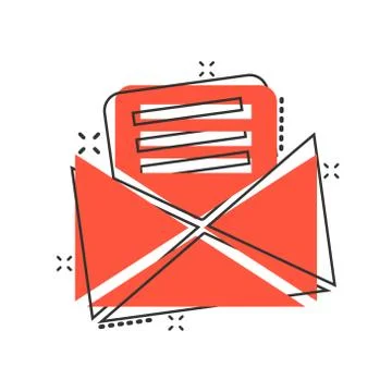 Mail envelope icon in comic style. Email message vector cartoon illustration  Stock Illustration