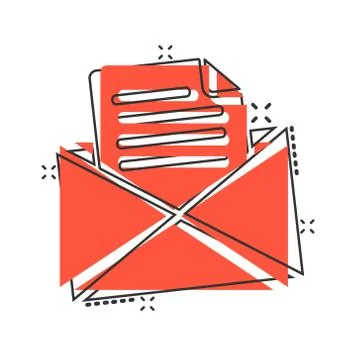 Mail envelope icon in comic style. Email message vector cartoon illustration  Illustrazione stock