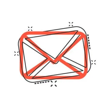 Mail envelope icon in comic style. Email message vector cartoon illustration  Illustrazione stock