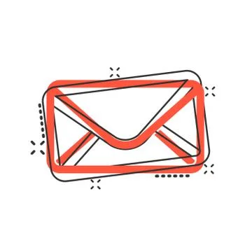 Mail envelope icon in comic style. Receive email letter spam vector cartoon i Stock-Illustration