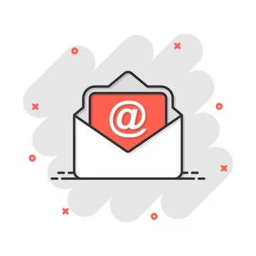 Mail envelope icon in comic style. Email message vector cartoon illustration  Stock-Illustration