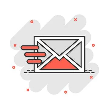 Mail envelope icon in comic style. Email message vector cartoon illustration  Stock Illustration