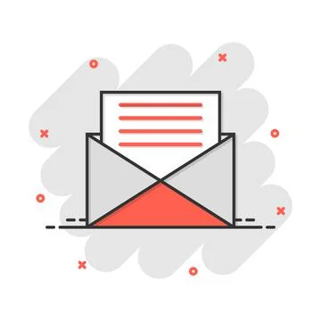 Mail envelope icon in comic style. Email message vector cartoon illustration  Stock-Illustration