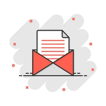 Mail envelope icon in comic style. Email message vector cartoon illustration  Stock-Illustration