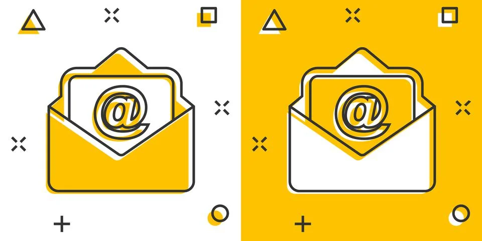 Mail envelope icon in comic style. Email message vector cartoon illustration  Illustrazione stock