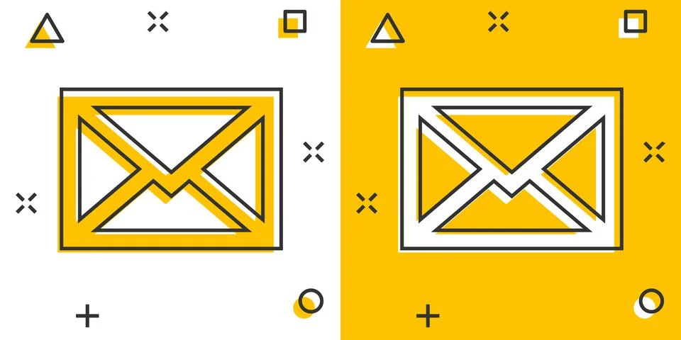 Mail envelope icon in comic style. Email message vector cartoon illustration  Illustrazione stock