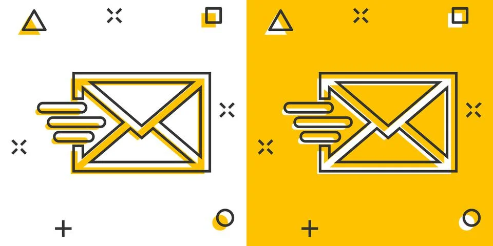 Mail envelope icon in comic style. Email message vector cartoon illustration  Stock Illustration