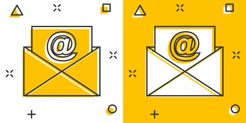 Mail envelope icon in comic style. Email message vector cartoon illustration  Stock-Illustration