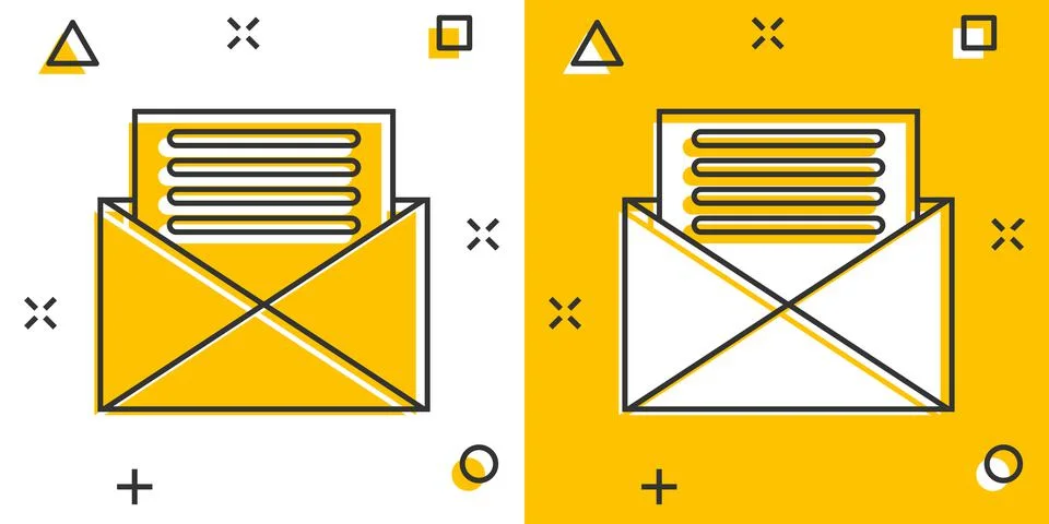Mail envelope icon in comic style. Email message vector cartoon illustration  Stock Illustration