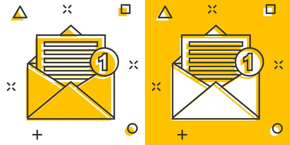 Mail envelope icon in comic style. Email message vector cartoon illustration  Stock-Illustration