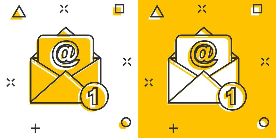 Mail envelope icon in comic style. Email message vector cartoon illustration  Illustrazione stock