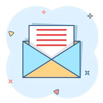 Mail envelope icon in comic style. Email message vector cartoon illustration  Stock-Illustration
