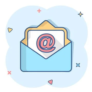 Mail envelope icon in comic style. Email message vector cartoon illustration  Stock-Illustration