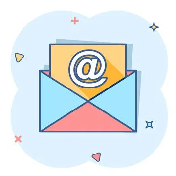Mail envelope icon in comic style. Email message vector cartoon illustration  Illustrazione stock