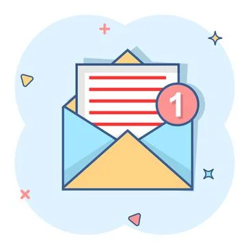 Mail envelope icon in comic style. Email message vector cartoon illustration  Stock-Illustration