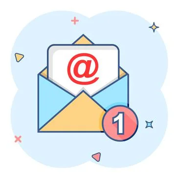 Mail envelope icon in comic style. Email message vector cartoon illustration  Stock Illustration