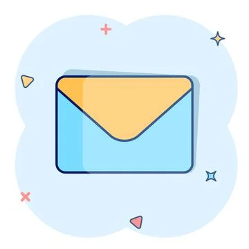 Mail envelope icon in comic style. Receive email letter spam vector cartoon i Stock-Illustration