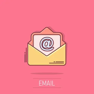 Mail envelope icon in comic style. Email message vector cartoon illustratio.. Stock Illustration