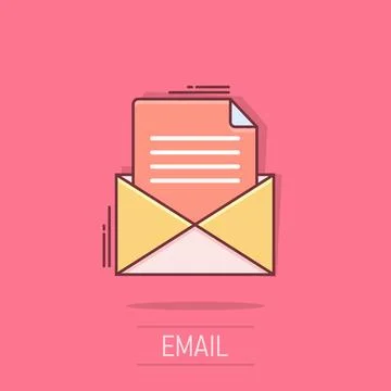 Mail envelope icon in comic style. Email message vector cartoon illustratio.. Stock-Illustration