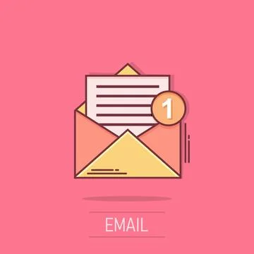 Mail envelope icon in comic style. Email message vector cartoon illustratio.. Stock-Illustration